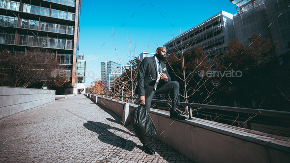 Black man outdoors on a sunny day - Stock Photo - Images