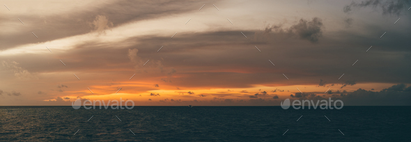 Serene Sunset Over Gray Seas - Stock Photo - Images