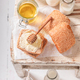 Homemade buns with honey with milkshake for breakfast. - PhotoDune Item for Sale