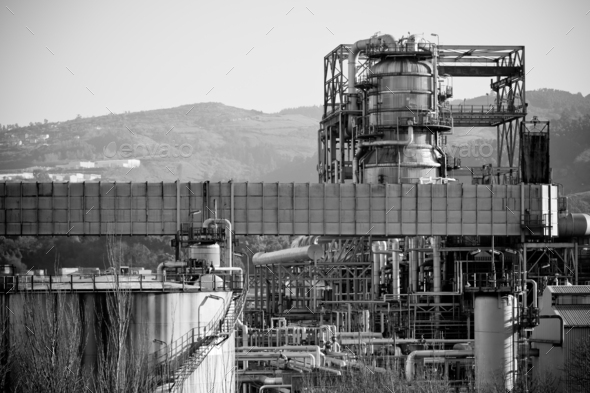 View of an Oil Refinery Plant - Stock Photo - Images