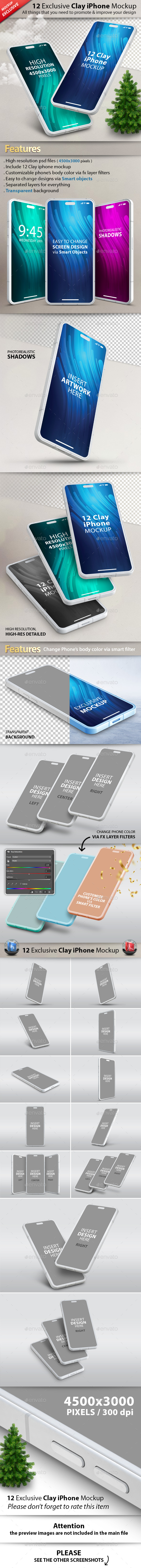 12 Exclusive Clay iPhone Mockup