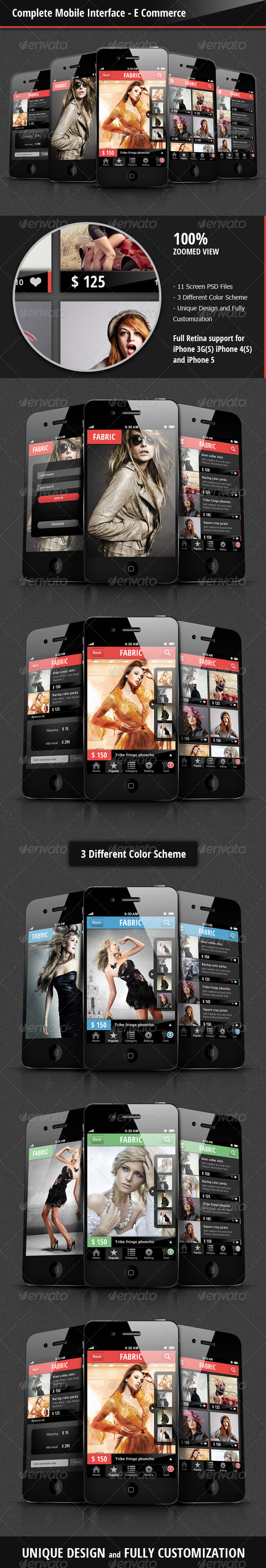 Complete Mobile Interface - E Commerce - User Interfaces Web Elements