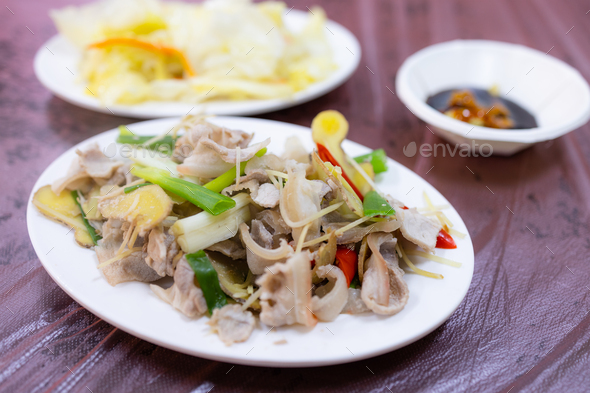 Sliced Pork Belly With Garlic Sauce Stock Photo By Leungchopan | PhotoDune