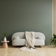 Living room interior with gray sofa on dark green wall background - PhotoDune Item for Sale