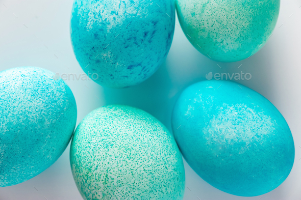 Easter eggs close-up on a light background. - Stock Photo - Images
