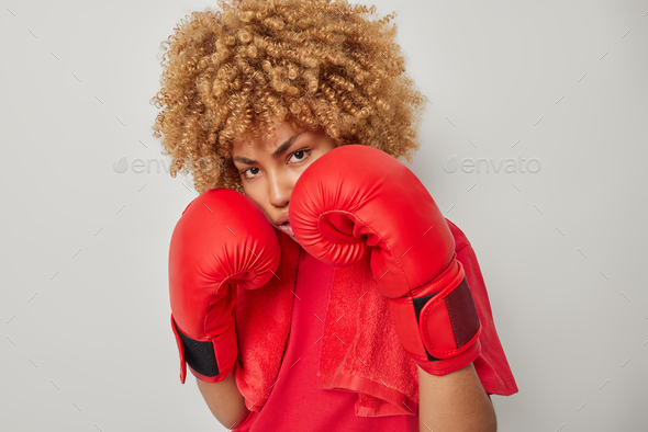 Cute African Girl Boxer in Protection Pose Stock Image - Image of grey,  attractive: 79176421