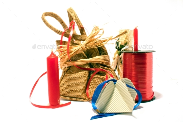 Closeup shot of a raffia ribbon for gift wrapping isolated on white  background Stock Photo by wirestock
