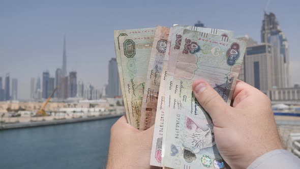 The Man Recounts the Money of the Arab Emirates alt