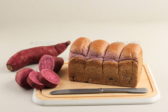 Homemade Purple Bread Made from Japanese Purple Sweet Potato