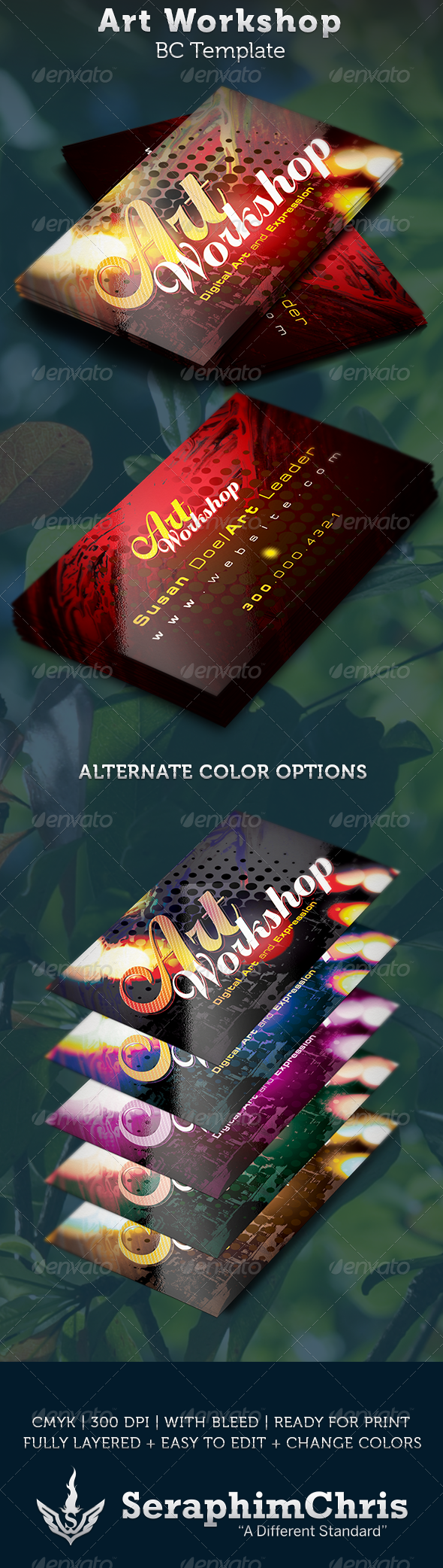 Art Workshop Business Card Template - Creative Business Cards
