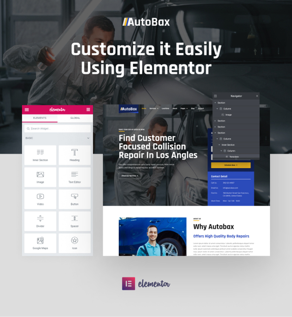 Autobax - Car Body Repair Shop Elementor Pro Template Kit