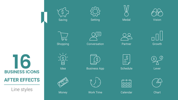 Business Icon Set Line pack Elements template preview