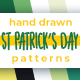 Hand Drawn Clover and Gold Seamless Patterns