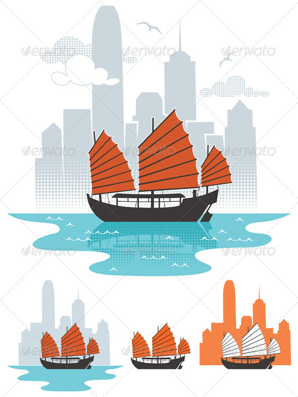 Hong Kong Boat - Travel Conceptual