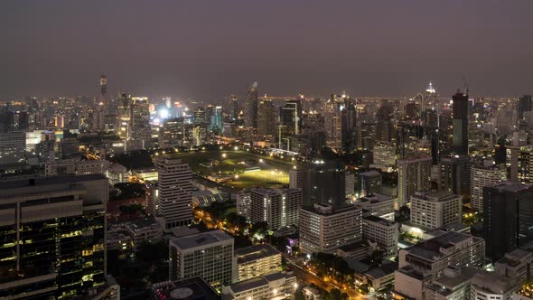 Bangkok business shopping district city center, Ratchaprasong area, day to night – Time Lapse