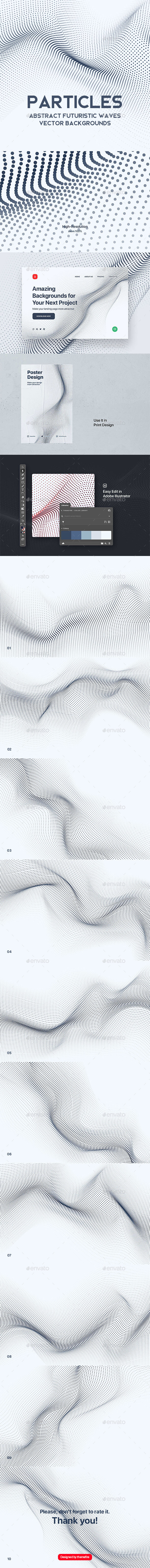 Abstract Futuristic Wave Particles on White Background