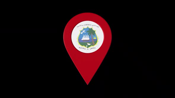 3D Rotating Pin Icon Animation With Liberia Coat Of Arms Alpha Channel 2K alt
