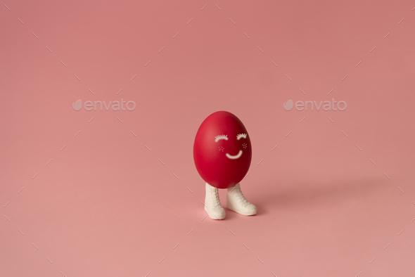 Easter egg with white sneakers - Stock Photo - Images