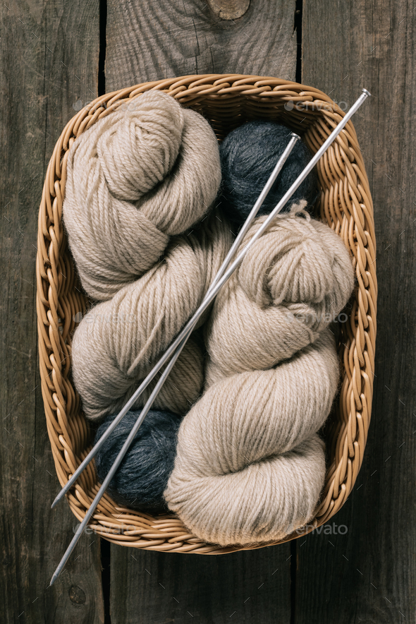 Yarn Beige Brown Gray White Background Aged Wood Knitting Needles Stock  Photo by ©dalivl@yandex.ru 232690514