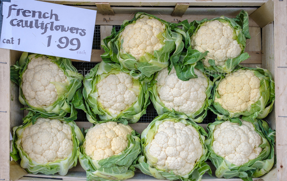 Organic French Cauliflowers - Stock Photo - Images