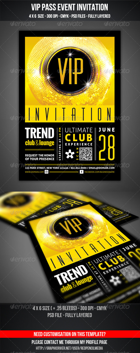 VIP Club Event Invitation - Cards & Invites Print Templates