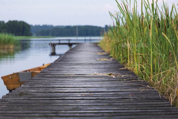 Wooden pier on the lake - Stock Photo - Images