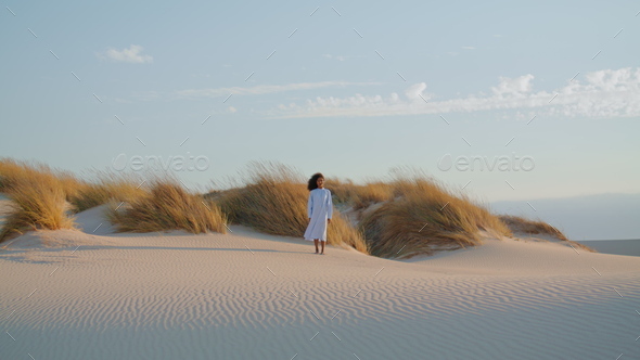 Portrait of a Young Blonde Woman Posing in the Desert in Dubai UAE, Stock  Footage