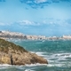 Above the cliffs at the coastline of Vieste. Summer rocky sea coast Baia Di Campi Vieste on the  - PhotoDune Item for Sale