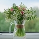 Springtime, spring fresh bouquet of lilies of the valley, pink roses, blooming viburnum - PhotoDune Item for Sale