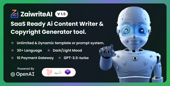 ZaiwriteAI  Ai Content Writer & Copyright Generator tool With SAAS.