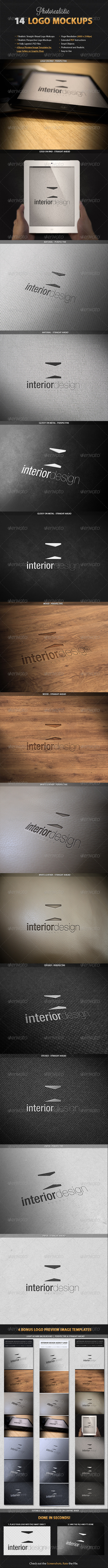 14 Realistic Logo Mockups Bundle - Logo Product Mock-Ups