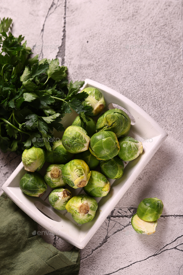 fresh organic food vegetable brussels sprouts - Stock Photo - Images