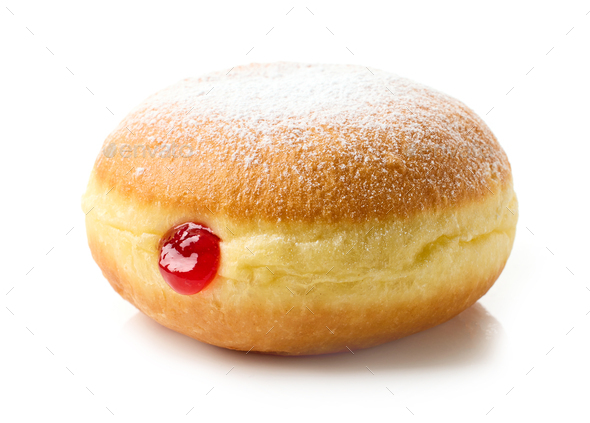 freshly baked jelly donut - Stock Photo - Images