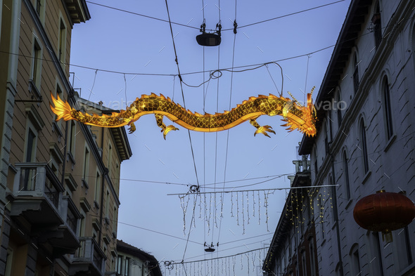 Chinese New Year in via Paolo Sarpi, Milan - Stock Photo - Images