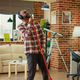 African american person using mop to wash wooden floors - PhotoDune Item for Sale