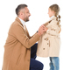 stylish father and daughter wearing beige coats, isolated on white - PhotoDune Item for Sale