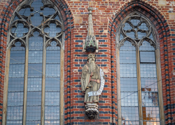 Demosthenes Sculpture at Old Town Hall Facade - Bremen, Germany - Stock Photo - Images