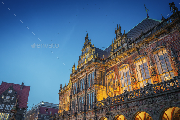 Old Town Hall at night - Bremen, Germany - Stock Photo - Images