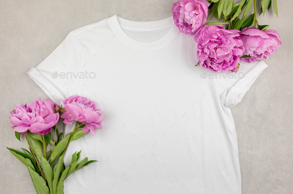 T-Shirt Mockup Template (Pink) Stock Photo