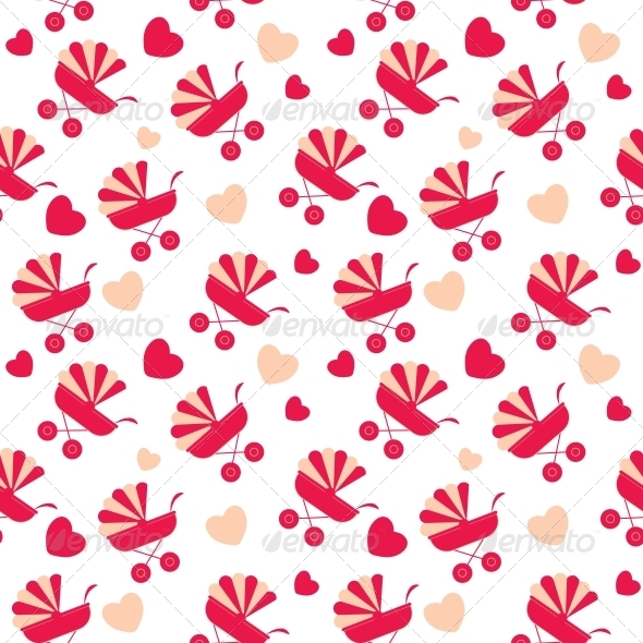 Seamless baby carriages pattern. vector background - Backgrounds Decorative