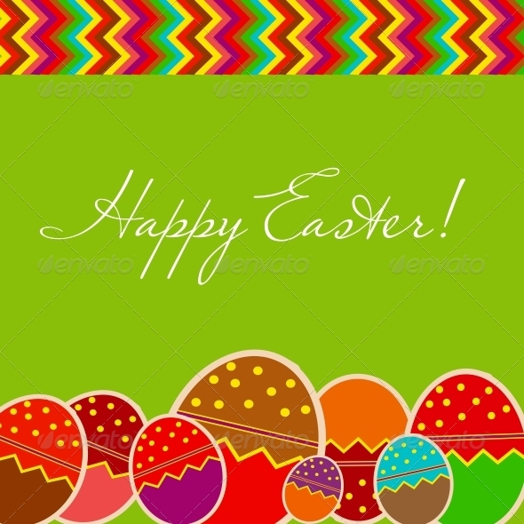 Easter Eggs Card with Colourful Eggs - Miscellaneous Seasons/Holidays