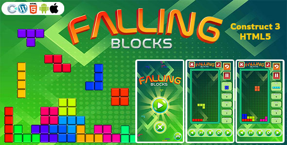 Falling Blocks Game (Construct 3 | C3P | HTML5) Advanced Game