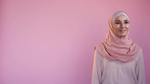 Smiling Muslim Woman Islamic Fashion Model Hijab alt