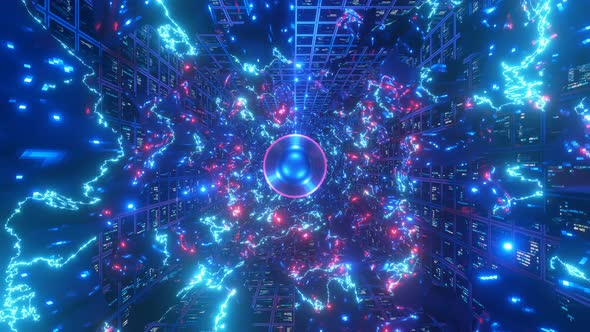 Looped Abstract Hightech Tunnel Matrix Style Render