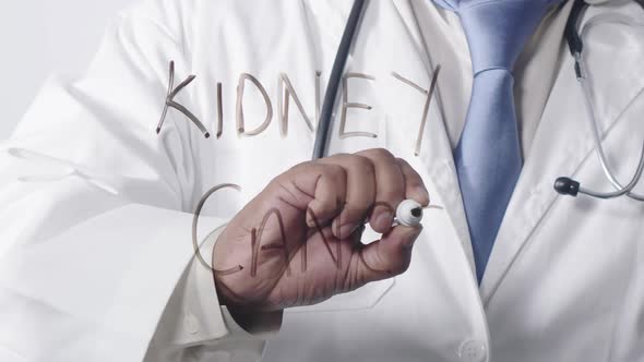Asian Doctor Writing Kidney Cancer