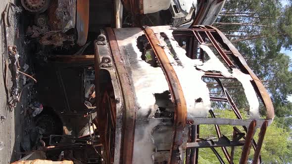 Vertical Video of Destroyed and Shot Cars in the City of Irpin Ukraine alt