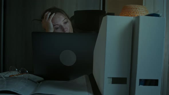 Woman Working At Home Late Night alt