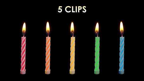 Transparent Birthday Cake Candles with flame