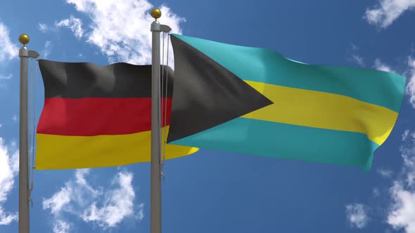 Germany Flag Vs Bahamas On Flagpole alt