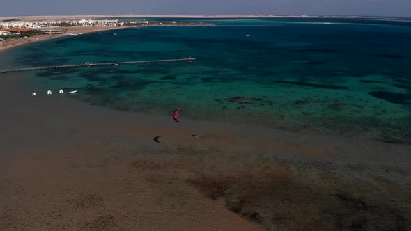 A beautiful quadcopter flight over the Red Sea in the Hurghada area. alt